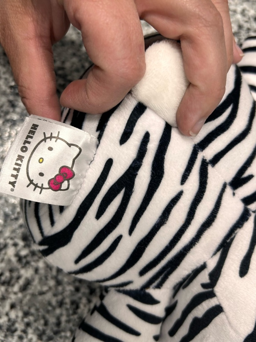 Hello Kitty Black and White Zebra Plush with Pink Bow - Picture 3 of 3